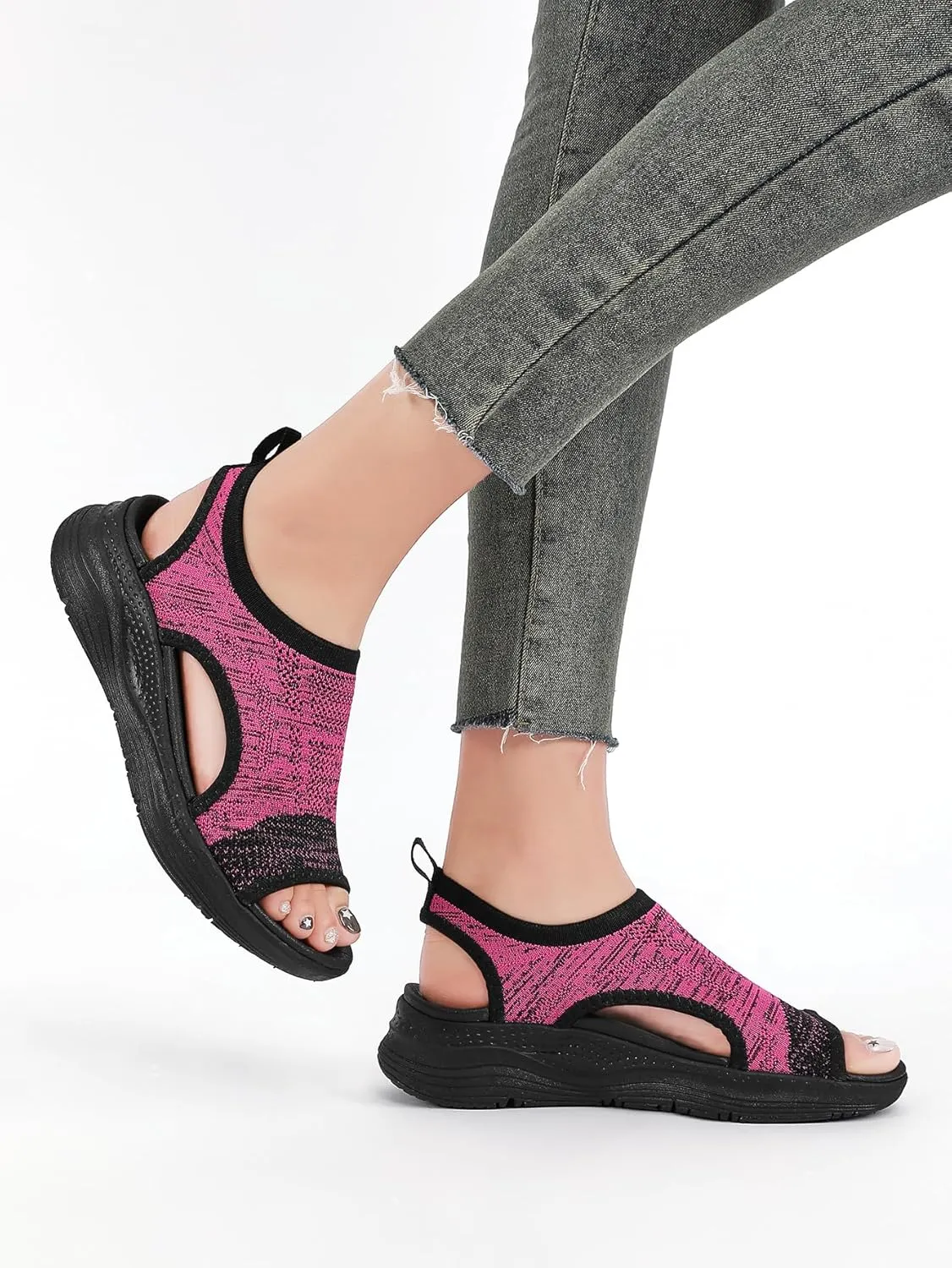 Women Walking Sandals Arch Support Orthotic Comfortable Plantar Fasciitis Non-slip Casual Open Toe Sport Sandals for Athletic Summer Beach