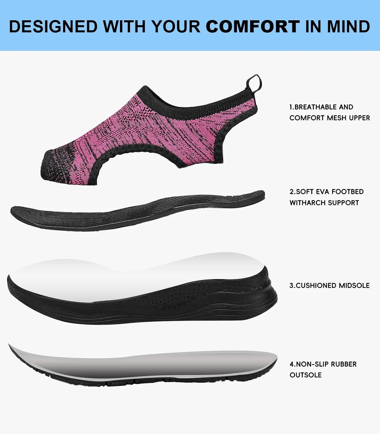 Women Walking Sandals Arch Support Orthotic Comfortable Plantar Fasciitis Non-slip Casual Open Toe Sport Sandals for Athletic Summer Beach