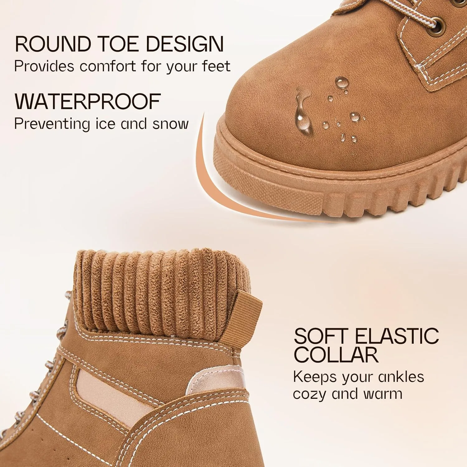 Women's Ankle Boots & Booties Waterproof Boots for Women Black Hiking Boots Women Combat Non Slip Snow Boots for Outdoor Work