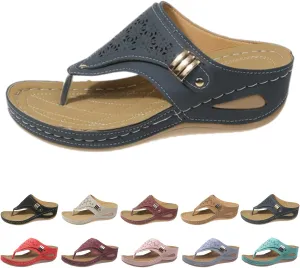 Womens Avylays Orthopedic Sandals,Breathable Mesh Hollow Sports Sandals,Orthopedic Flip-Flops Summer Casual Sandals with Non-Slip Sole,Rhinestones Wedge Heel Thick-Soled Slippers Women