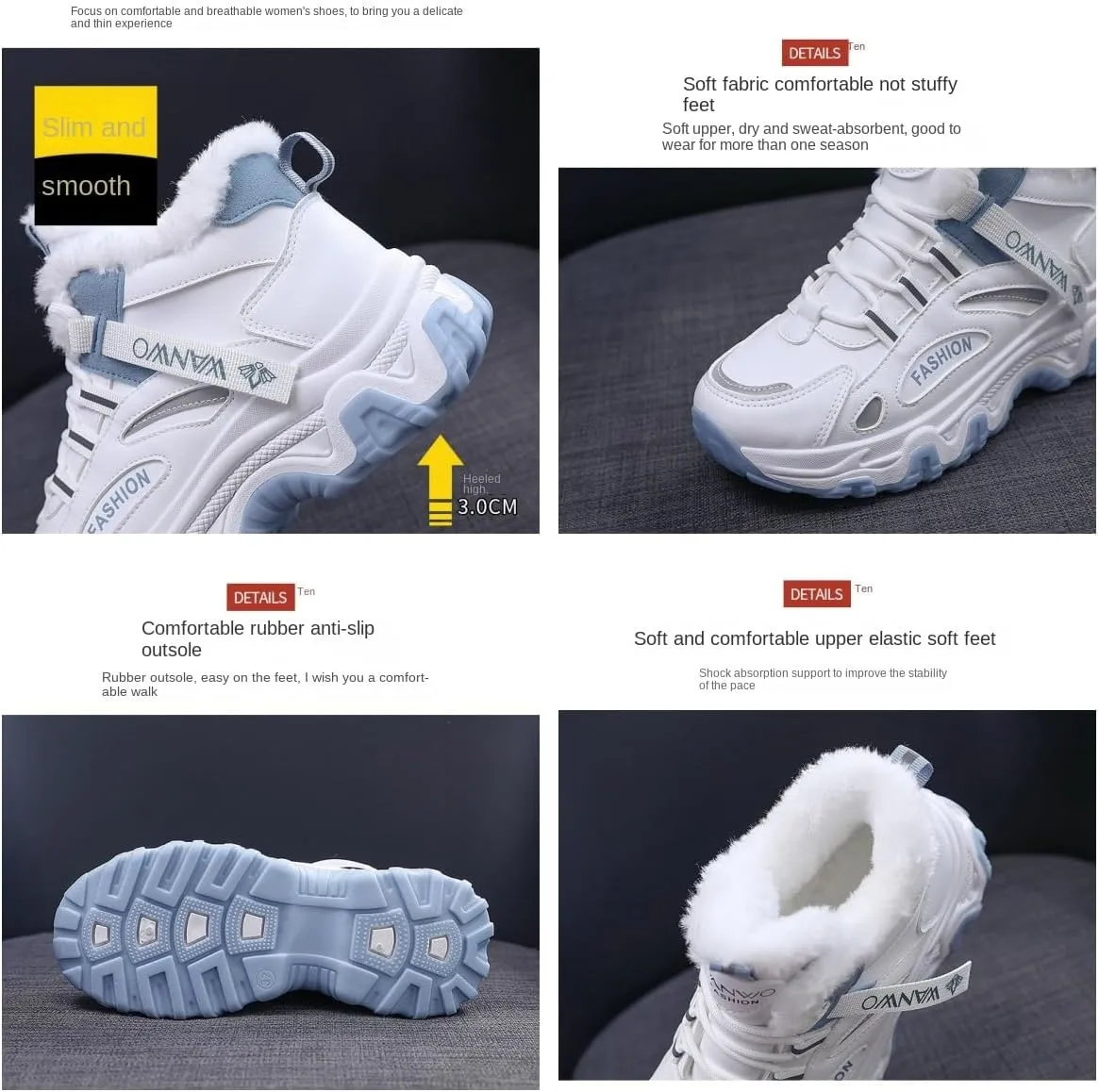 Women's Casual High Top Shoes, Winter Plush Lined Warm Shoes, Thick Soled Lace-up Sports Shoes