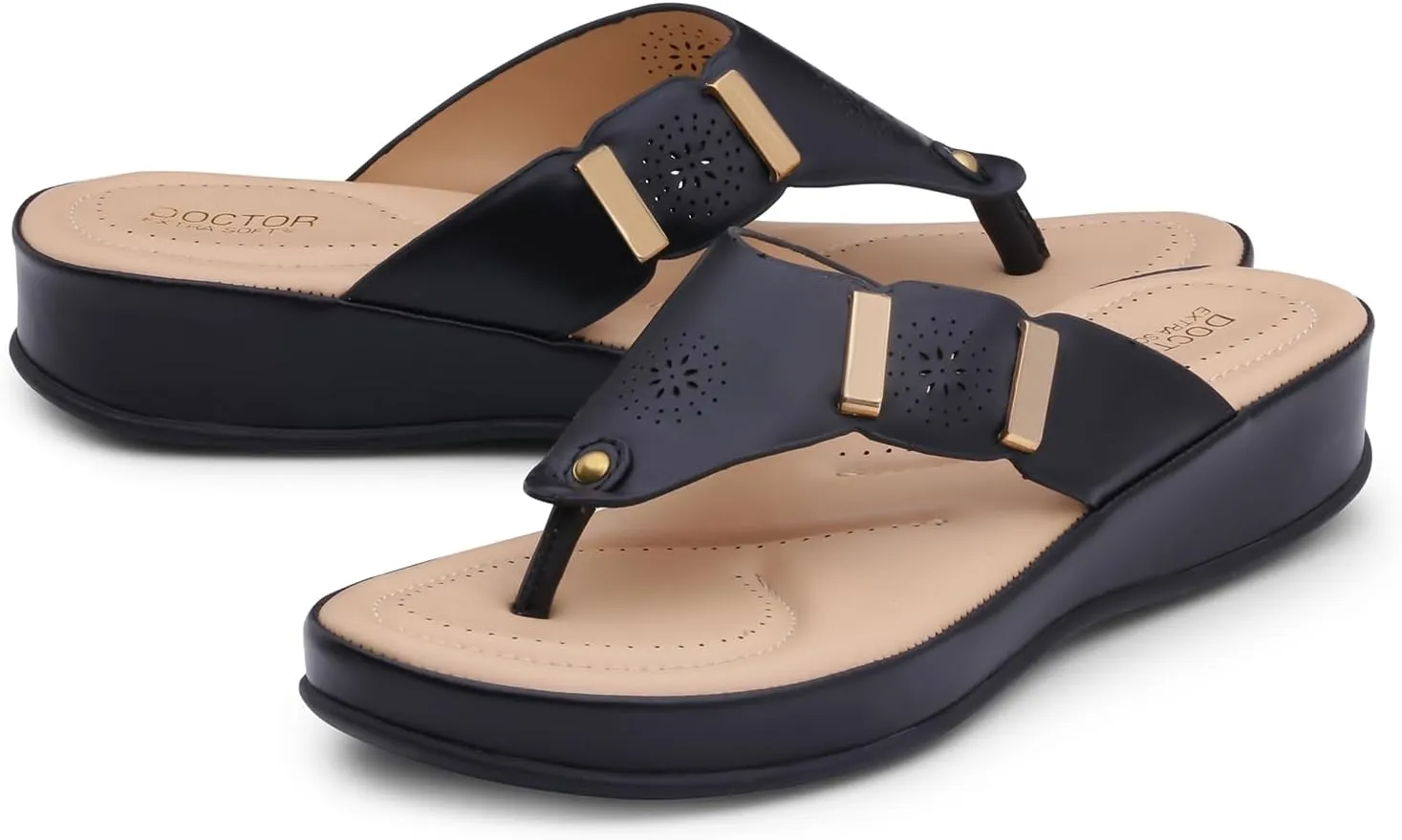 Women's Comfortable Memory Foam Thong Doctor Slippers/Flip-Flops| Fashionable Casual & Stylish| Lightweight & Breathable|Outdoor Synthetic Casual Chappals Sandals Ladies/Girls D-617