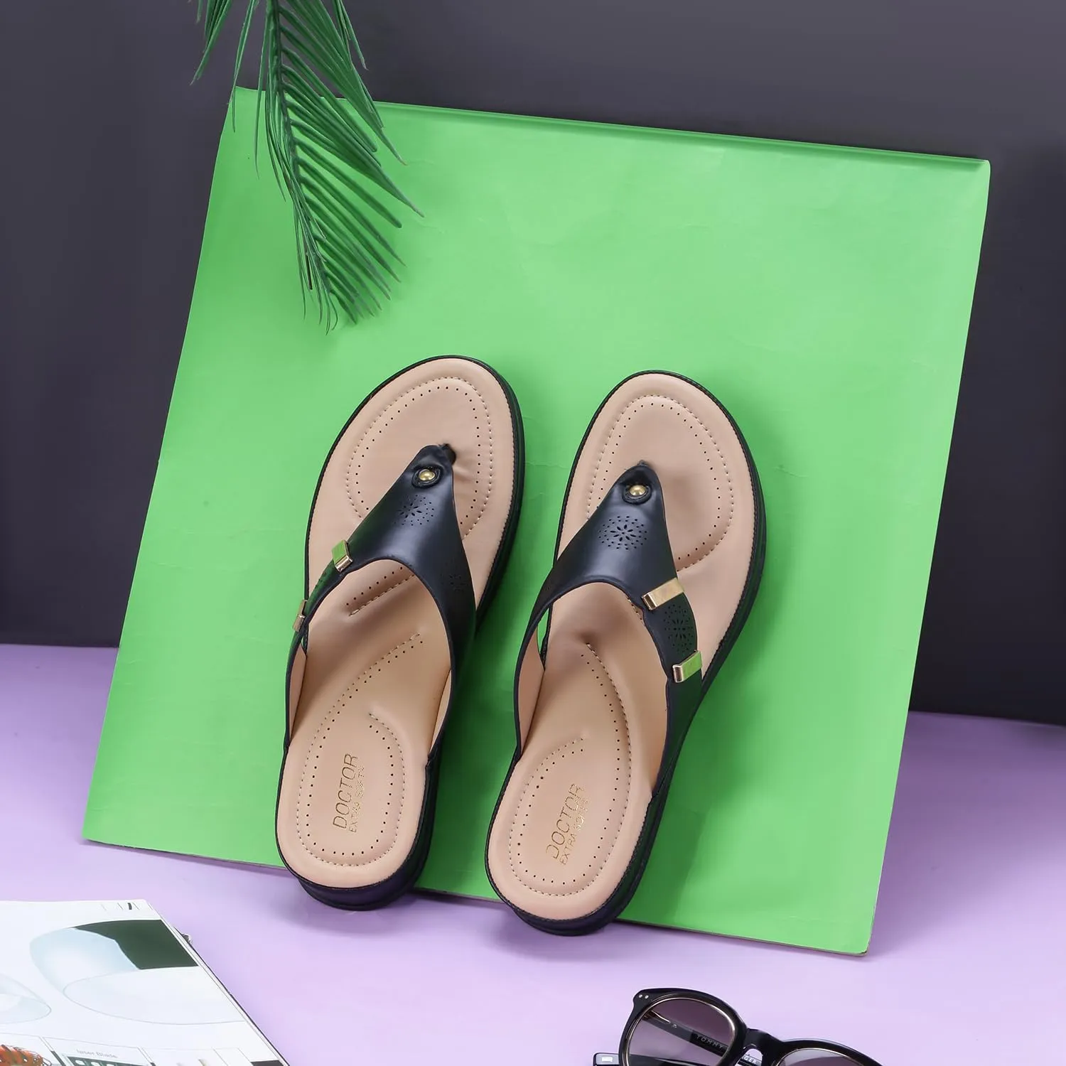 Women's Comfortable Memory Foam Thong Doctor Slippers/Flip-Flops| Fashionable Casual & Stylish| Lightweight & Breathable|Outdoor Synthetic Casual Chappals Sandals Ladies/Girls D-617