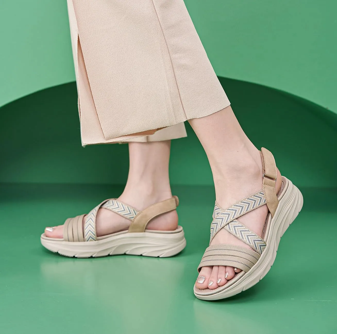 Women's Comfortable Walking Sandal Lightweight Cushioned Hiking Sandals Platform Shoes for Women Slingback Woven With Straps Sandals