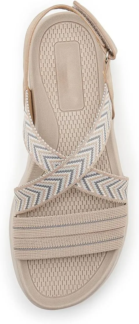 Women's Comfortable Walking Sandal Lightweight Cushioned Hiking Sandals Platform Shoes for Women Slingback Woven With Straps Sandals