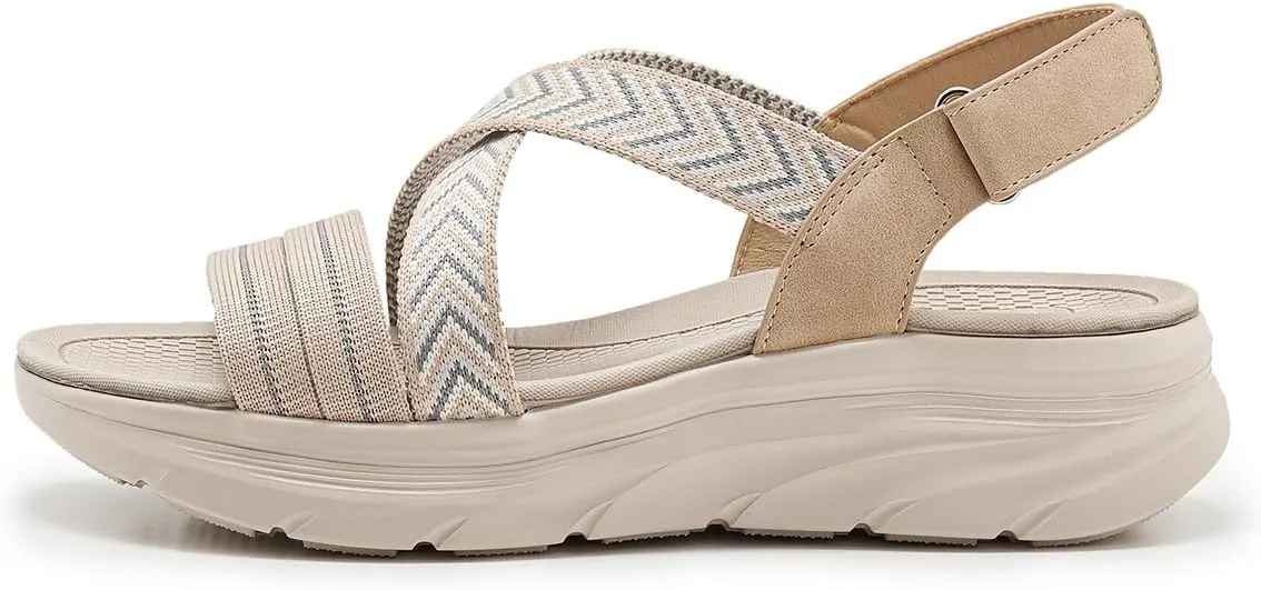 Women's Comfortable Walking Sandal Lightweight Cushioned Hiking Sandals Platform Shoes for Women Slingback Woven With Straps Sandals