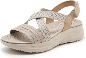 Women's Comfortable Walking Sandal Lightweight Cushioned Hiking Sandals Platform Shoes for Women Slingback Woven With Straps Sandals
