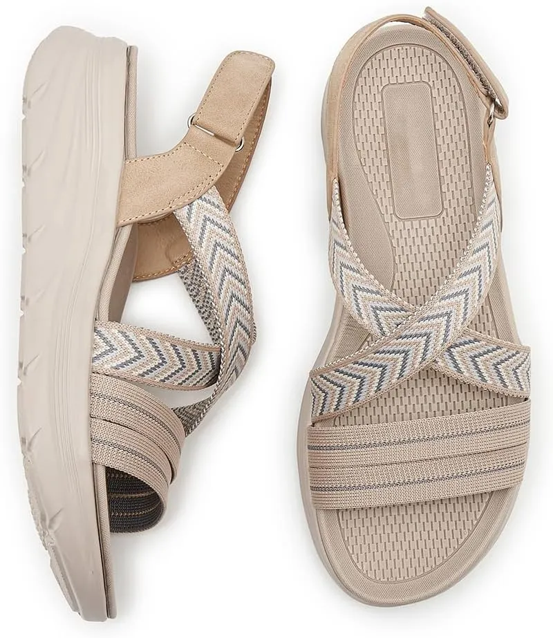 Women's Comfortable Walking Sandal Lightweight Cushioned Hiking Sandals Platform Shoes for Women Slingback Woven With Straps Sandals