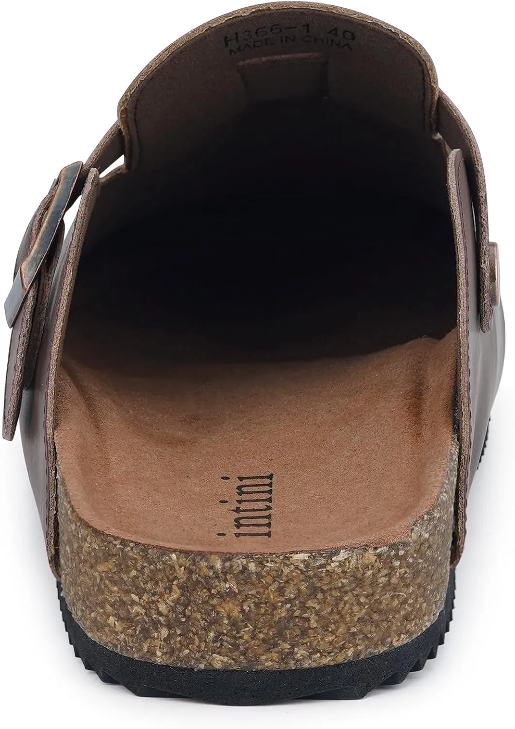 Womens Cork Footbed Clogs Mens PU Leather Mules with Arch Support Adjustable Buckle Comfort Slip On Potato Shoes Unisex Non-Slip Flat Sandals Indoor Outdoor