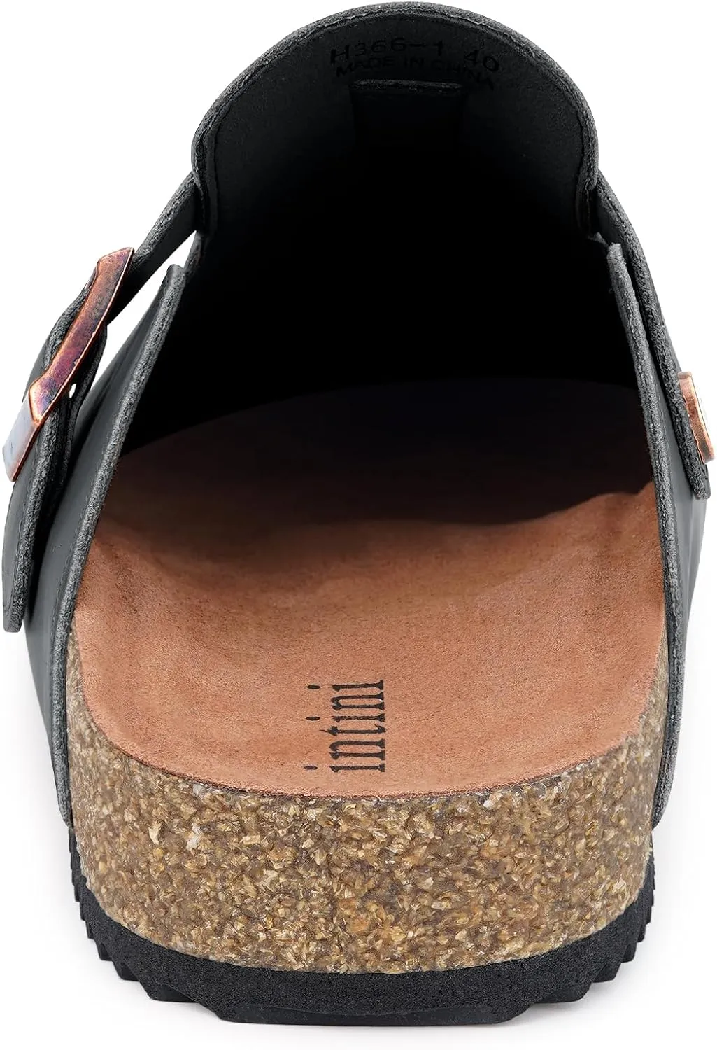 Womens Cork Footbed Clogs Mens PU Leather Mules with Arch Support Adjustable Buckle Comfort Slip On Potato Shoes Unisex Non-Slip Flat Sandals Indoor Outdoor