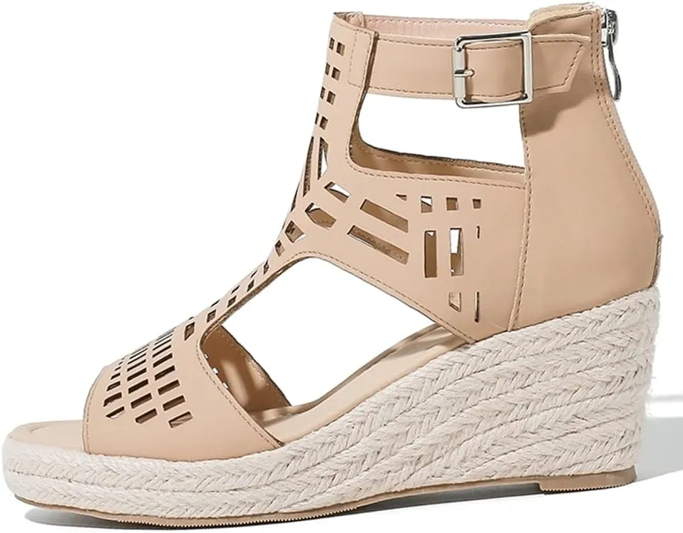 Women's Espadrilles Platform Wedge Sandals Black Platform Heel Sandals