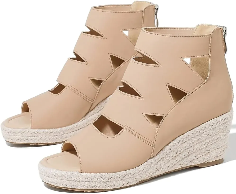 Women's Espadrilles Platform Wedge Sandals Black Platform Heel Sandals