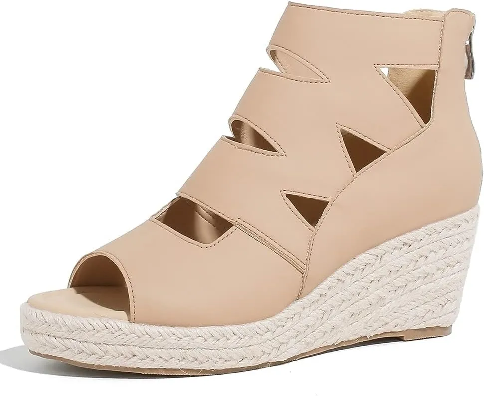 Women's Espadrilles Platform Wedge Sandals Black Platform Heel Sandals