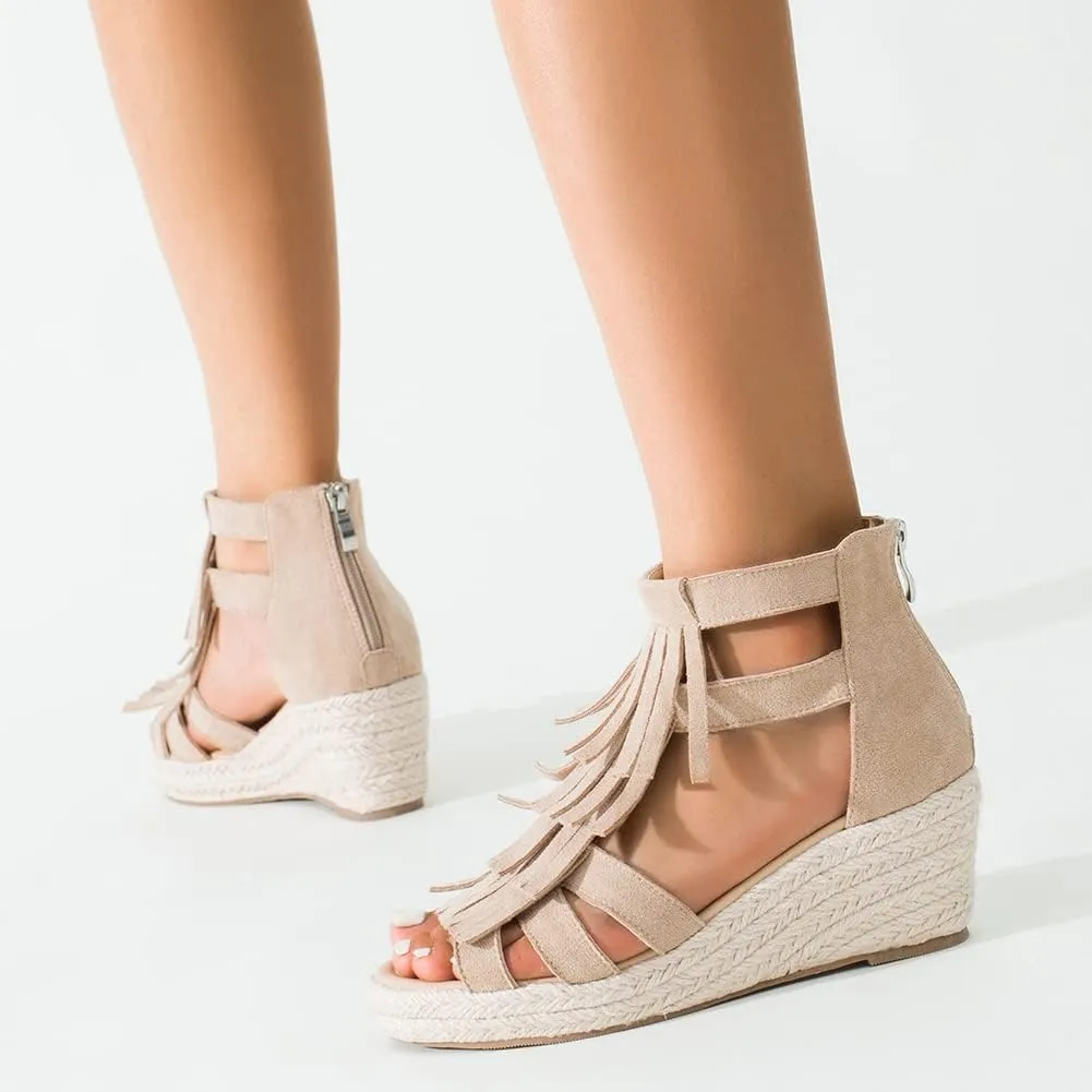 Women's Espadrilles Platform Wedge Sandals Black Platform Heel Sandals