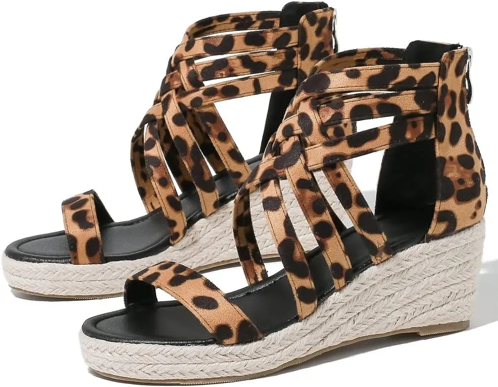 Women's Espadrilles Platform Wedge Sandals Black Platform Heel Sandals