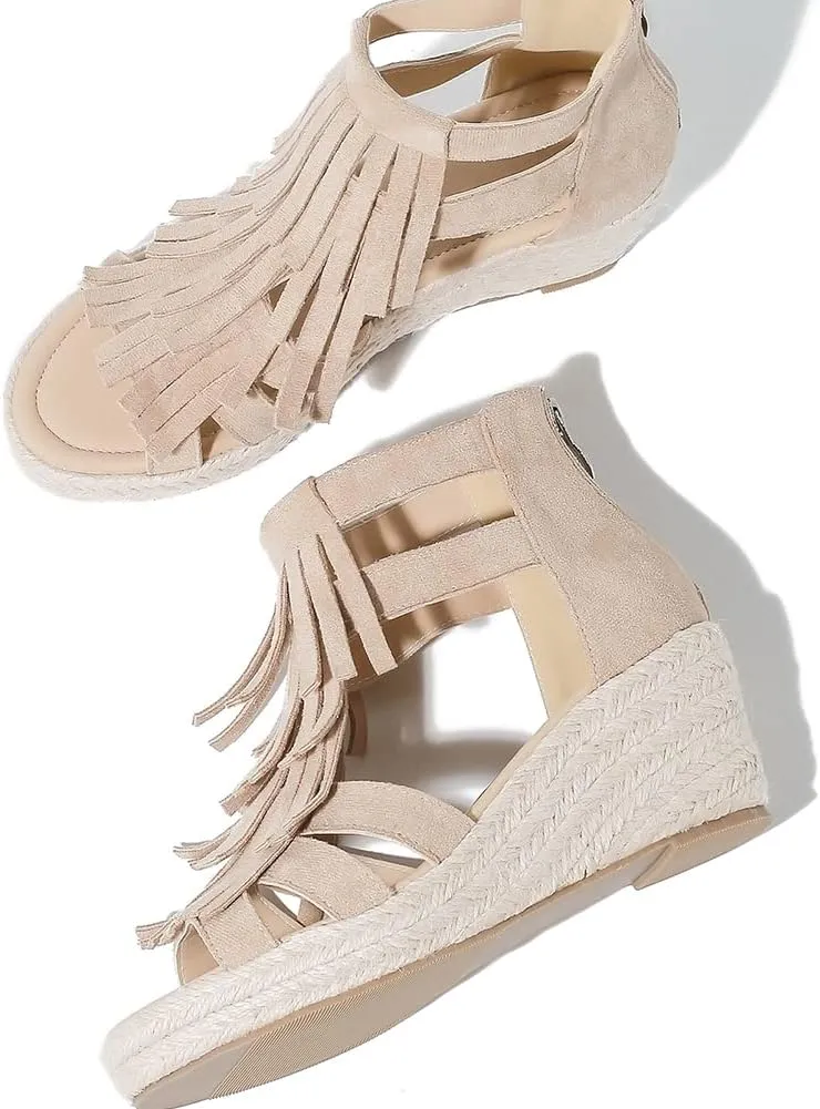 Women's Espadrilles Platform Wedge Sandals Black Platform Heel Sandals