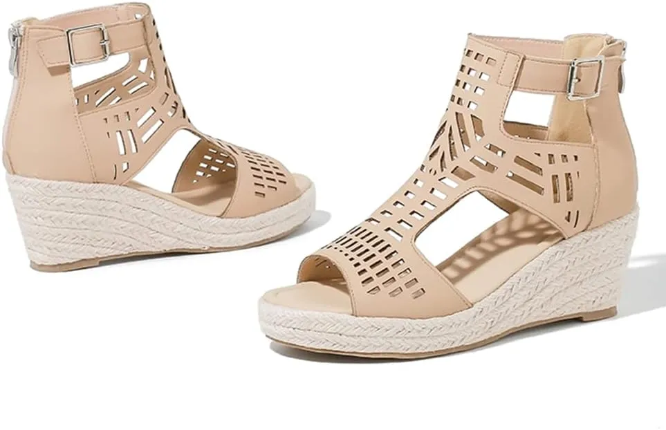 Women's Espadrilles Platform Wedge Sandals Black Platform Heel Sandals