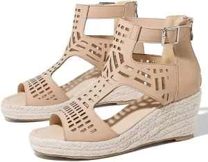 Women's Espadrilles Platform Wedge Sandals Black Platform Heel Sandals