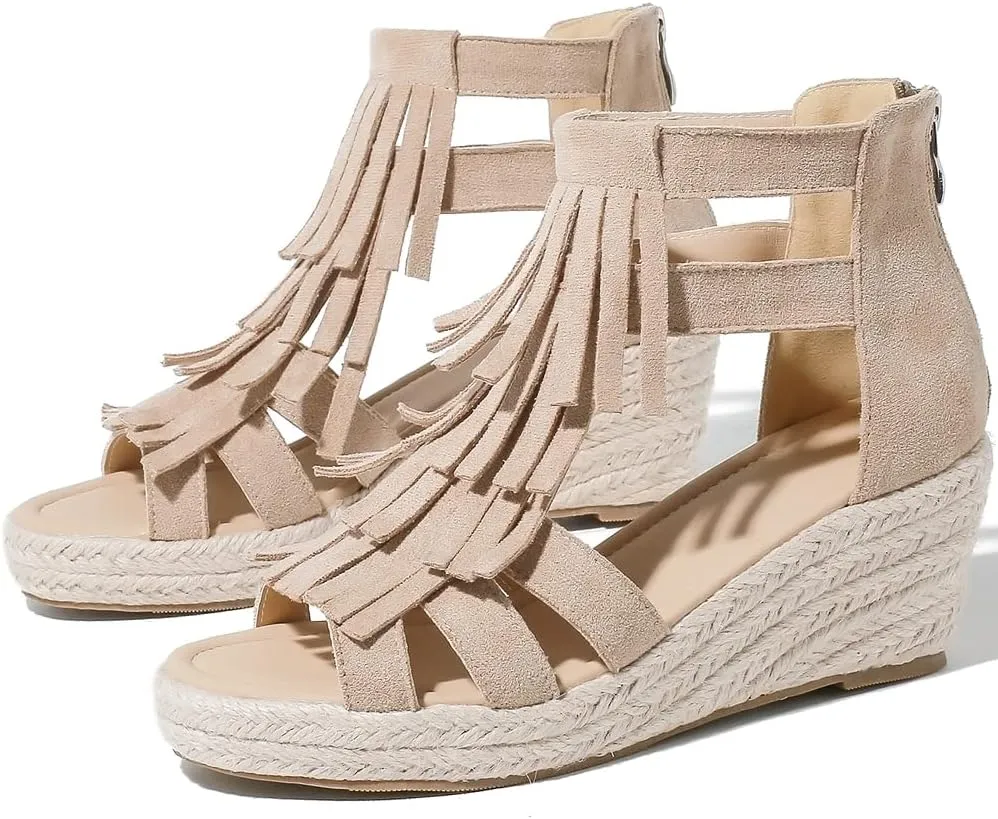 Women's Espadrilles Platform Wedge Sandals Black Platform Heel Sandals