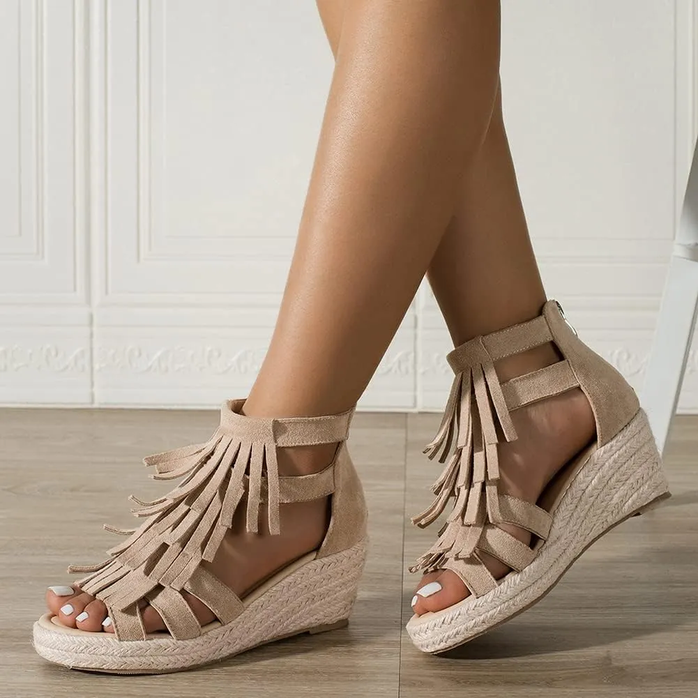 Women's Espadrilles Platform Wedge Sandals Black Platform Heel Sandals