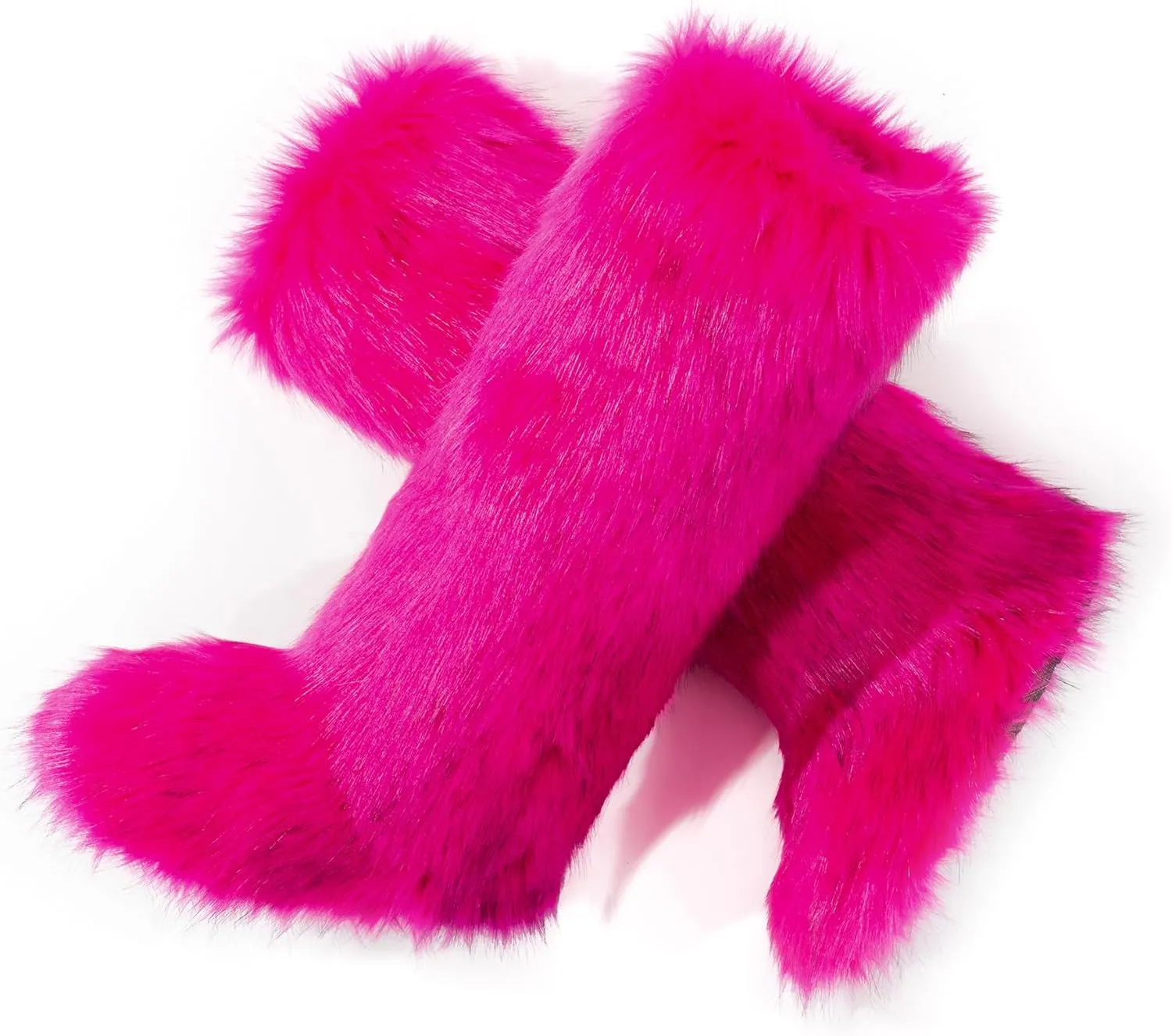 Women's Faux Fur Boots Knee-High Furry Snow Boots Fluffy Warm Winter Boots