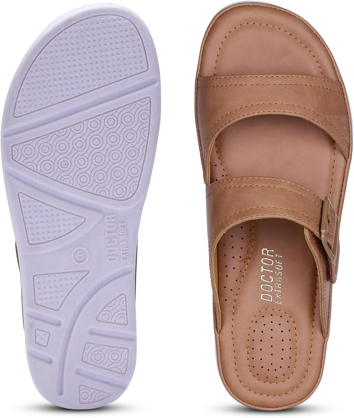 Womens Flat Memory Foam Slippers/Flip-Flops Fashion Stylish Casual Comfortable Diabetic Orthopedic Lightweight Synthetic Slip-on Sandals with Adjustable Buckle for Girls/Ladies D-631