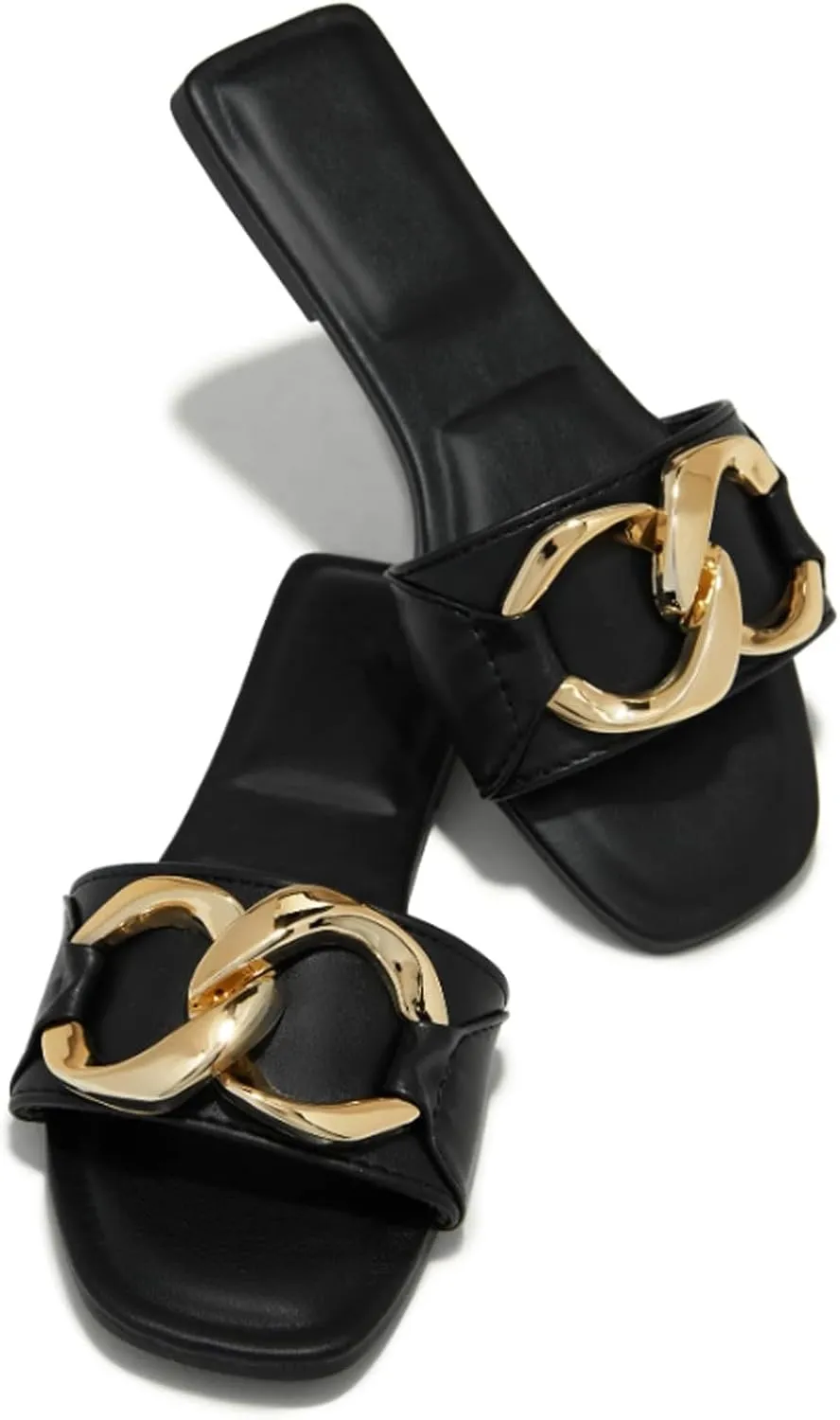 Women's Flat Slides square open toe Slippers Shoes Summer leather dressy sandals for women.