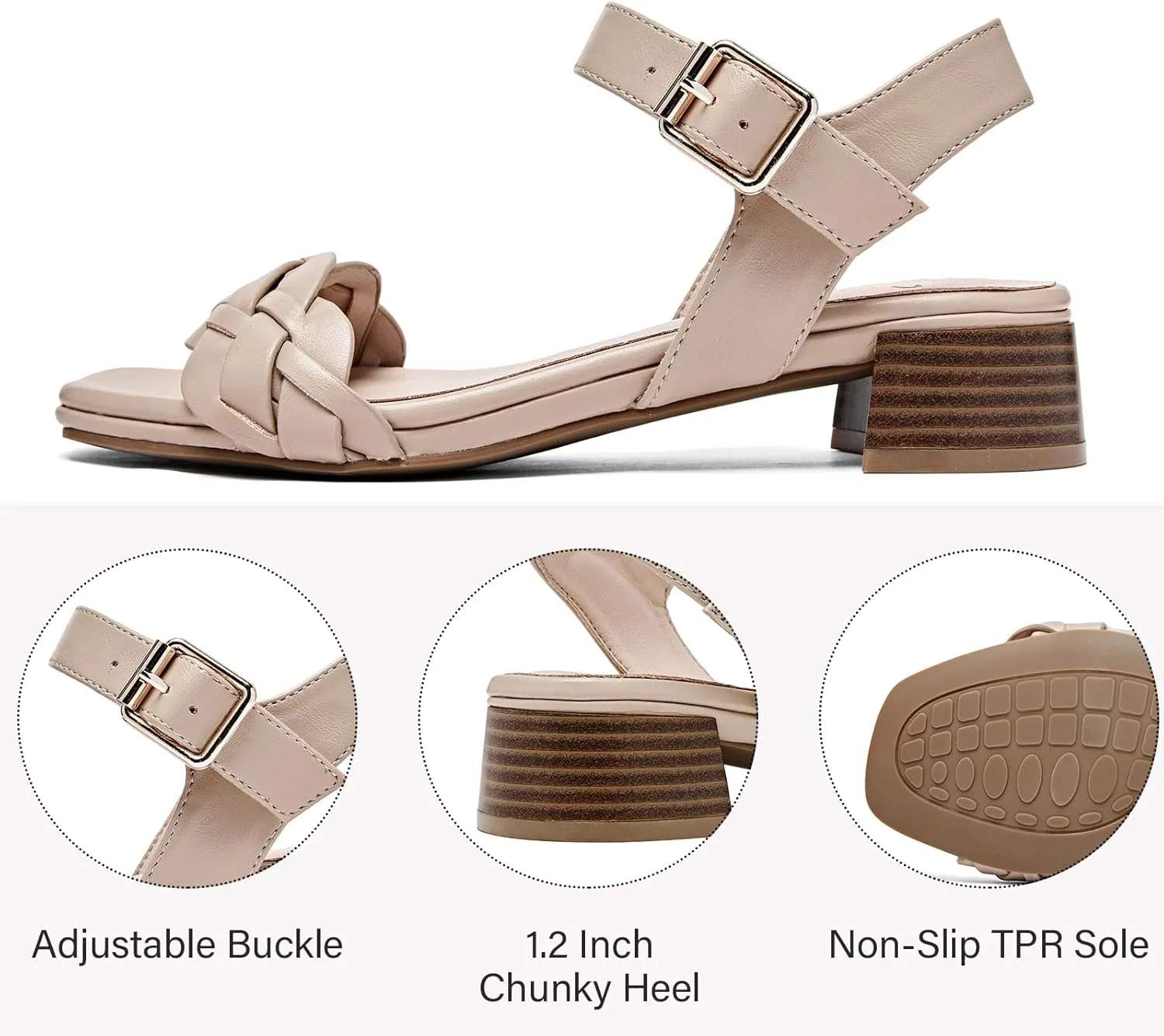 Women's Heels Chunky Heeled Sandals Low Block Heel Ankle Strap Dressy Bradied Sandals Square Open Toe Wedding Party Shoes for Women.