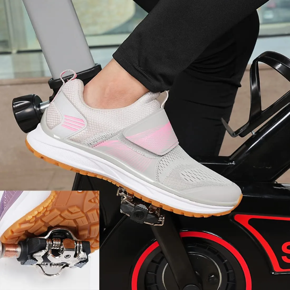 Women’s Indoor Cycling Shoes SPD Cleats Compatible Comfortable and Breathable Road Bike Shoes