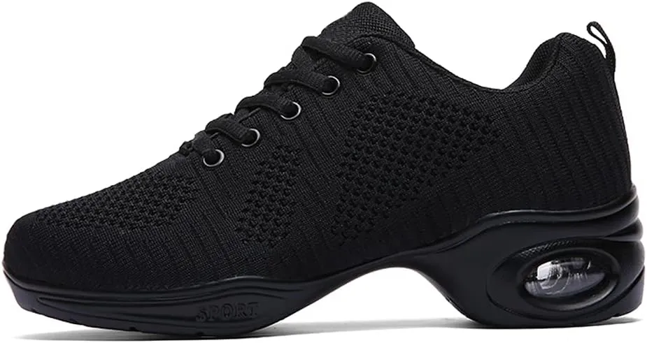 Women's Jazz Breathable Air Cushion Split Sole Athletic Walking Lace Up Dance Sneakers,Model 1902