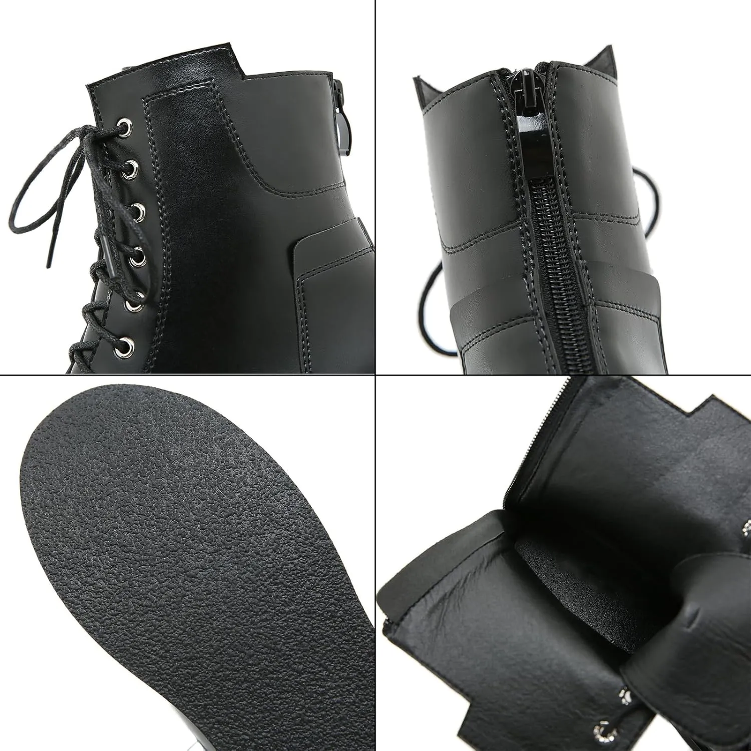Women's Lace up Platform Gothic Ankle Booties Back Zipper Comfortable Round Toe Non Slip Wedge Dress Booties for Fashion Party Prom