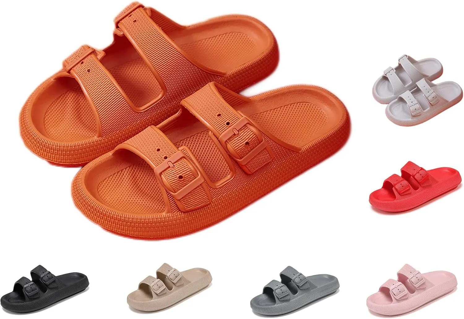 Women's Men's Cloud Slippers Pillow Sandals Cloud Slide Sandals Pillow Double Buckle Adjustable Slippers Non-Slip Platform Sandals