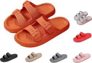 Women's Men's Cloud Slippers Pillow Sandals Cloud Slide Sandals Pillow Double Buckle Adjustable Slippers Non-Slip Platform Sandals