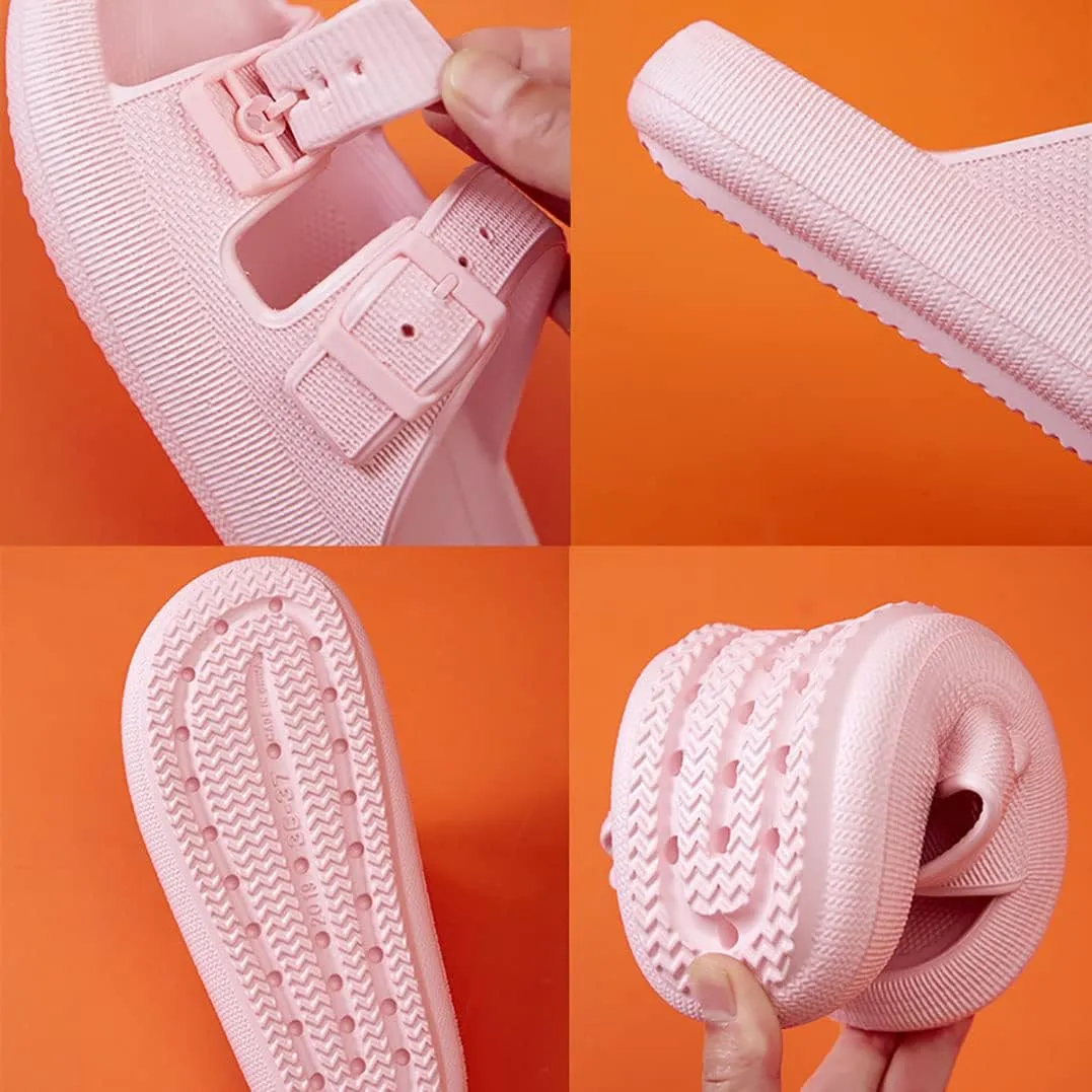 Women's Men's Cloud Slippers Pillow Sandals Cloud Slide Sandals Pillow Double Buckle Adjustable Slippers Non-Slip Platform Sandals