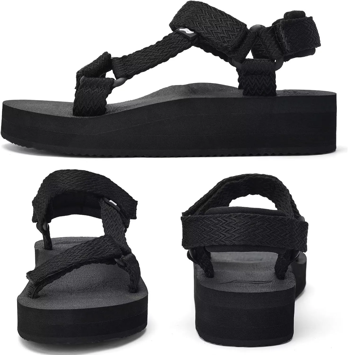 Women's Platform Sandals Casual Adjustable Shoes with Arch Support Yoga Mat Insole Light Weight Flatform Sandals