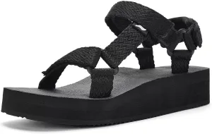 Women's Platform Sandals Casual Adjustable Shoes with Arch Support Yoga Mat Insole Light Weight Flatform Sandals