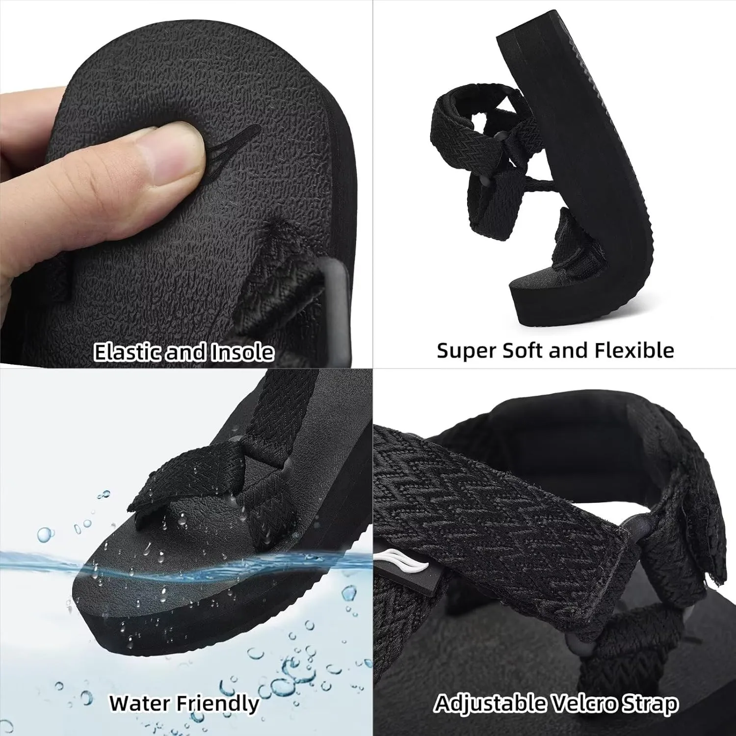 Women's Platform Sandals Casual Adjustable Shoes with Arch Support Yoga Mat Insole Light Weight Flatform Sandals