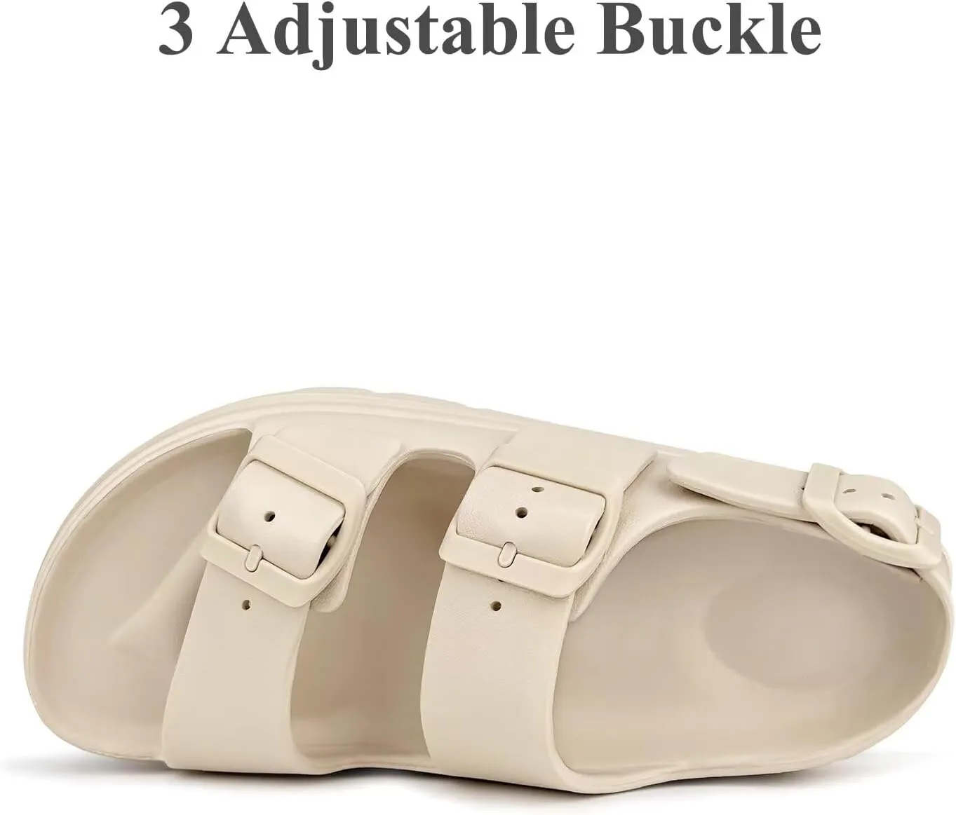 Womens Platform Sandals with Arch Support, Summer Beach Slides with Adjustable Buckle, Comfort Lightweight Chunky Cushion Slip on Sandal