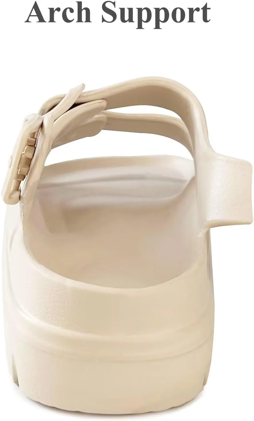 Womens Platform Sandals with Arch Support, Summer Beach Slides with Adjustable Buckle, Comfort Lightweight Chunky Cushion Slip on Sandal