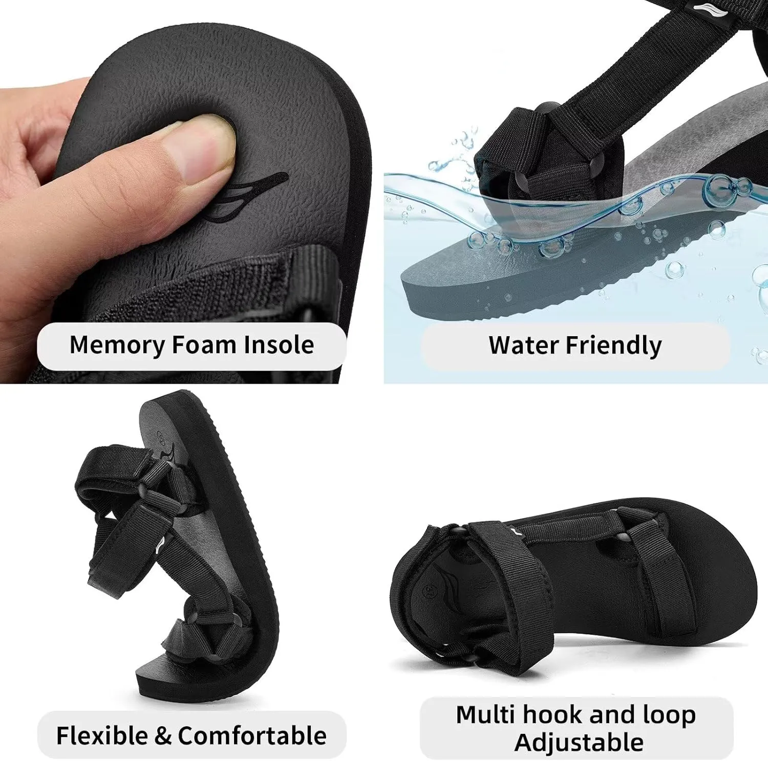 Women's Sandals Hiking Sport Sandals with Arch Support Yoga Mat Insole Comfortable Walking Water Sandals for Beach Travel Athletic