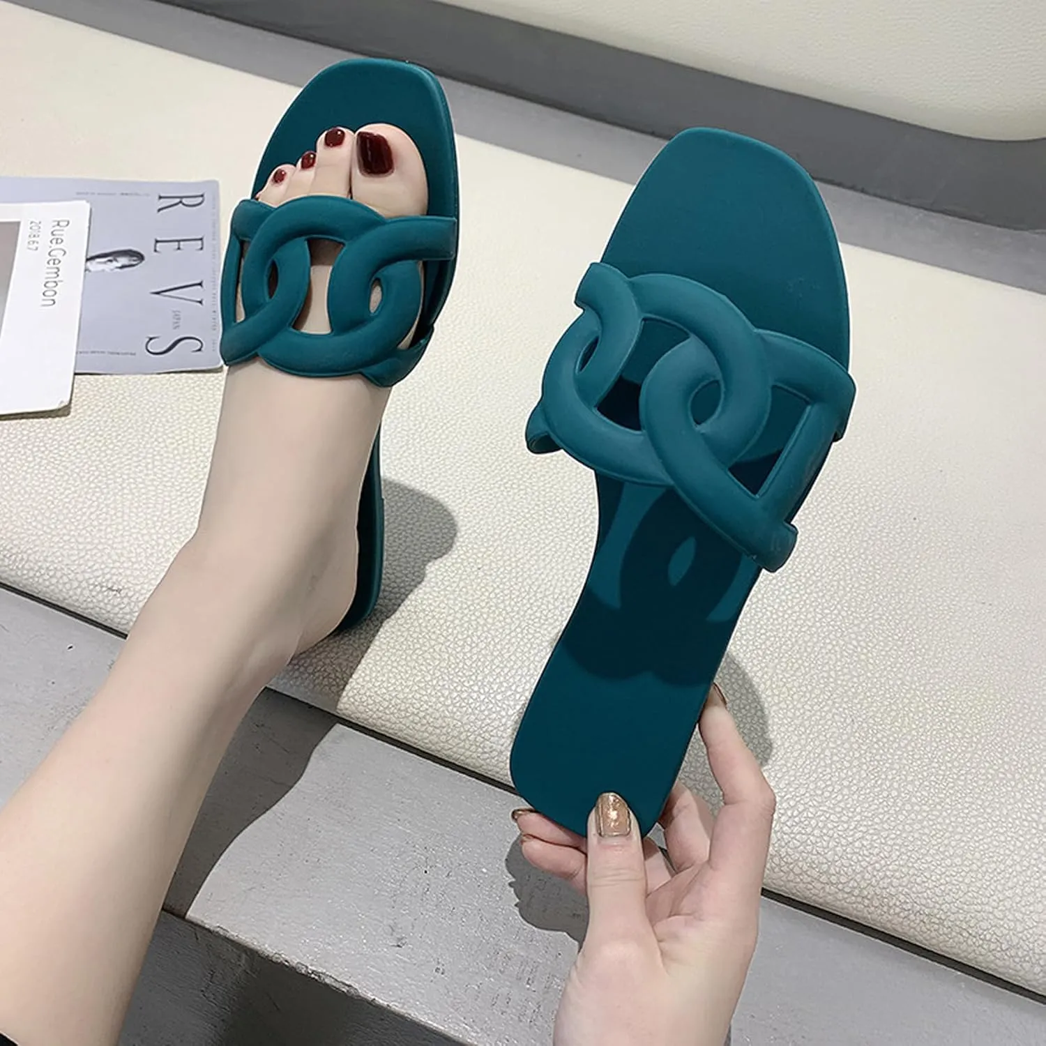 Women's Sandals Summer Slide Sandals Comfy Sandals Fashion Dressy Flat Sandals Slip On Casual Sandals