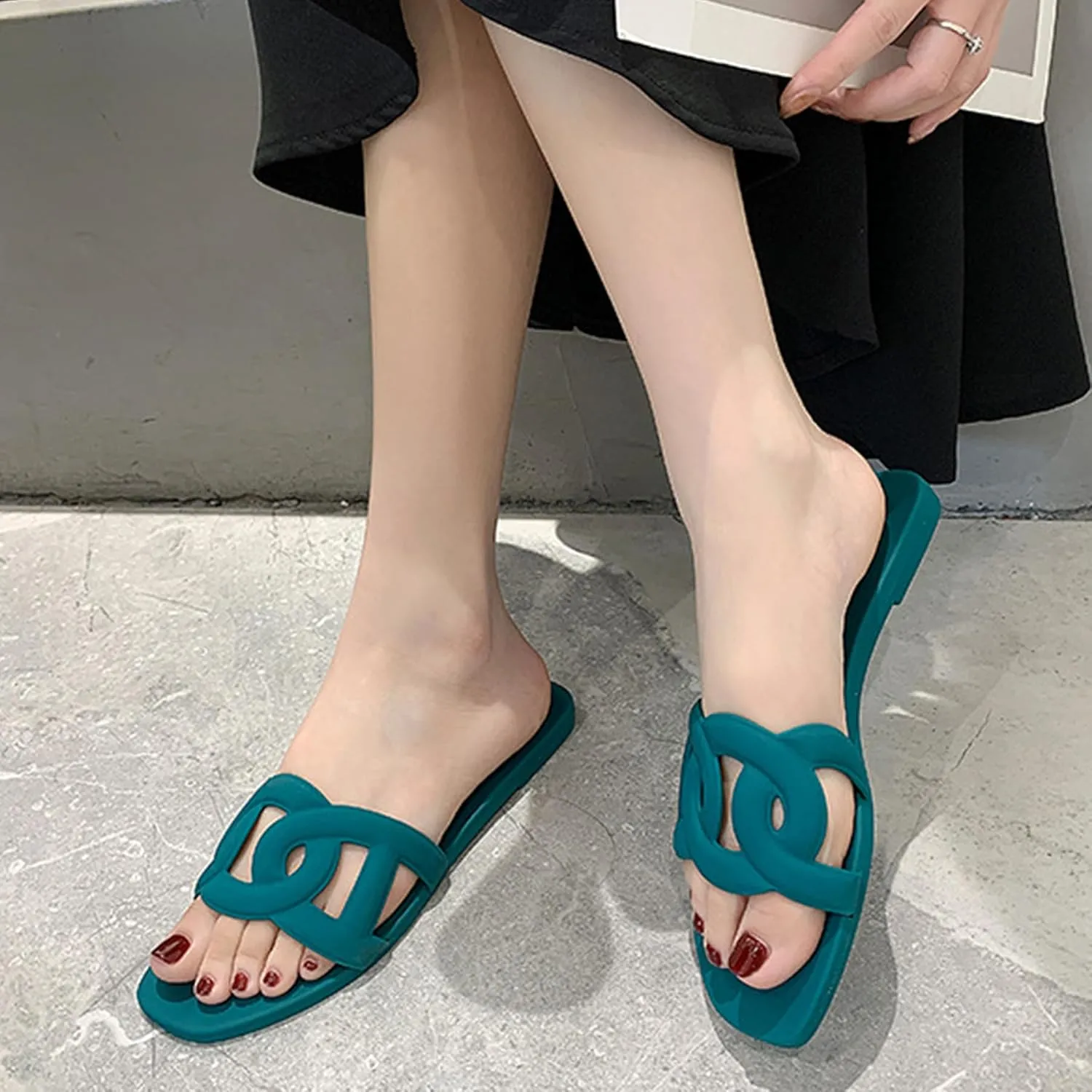 Women's Sandals Summer Slide Sandals Comfy Sandals Fashion Dressy Flat Sandals Slip On Casual Sandals
