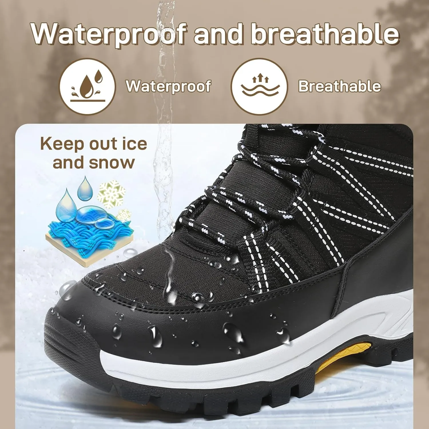 Womens Snow Boots Warm Fur Lined Winter Boots Anti Slip Ankle Boots Mid Calf Snowboots Waterproof and Cold-Resistant Outdoor Walking Shoes for Women Ladies Girls