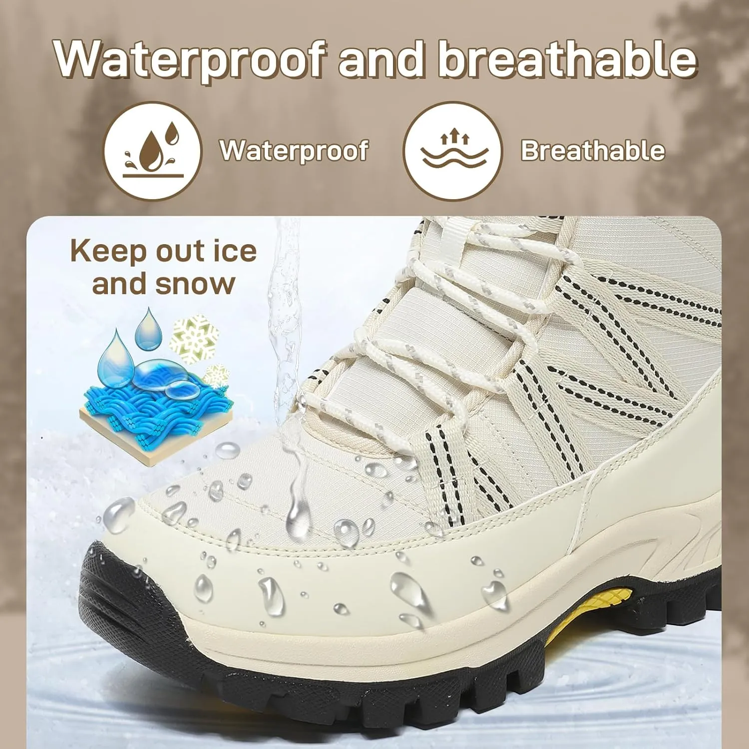 Womens Snow Boots Warm Fur Lined Winter Boots Anti Slip Ankle Boots Mid Calf Snowboots Waterproof and Cold-Resistant Outdoor Walking Shoes for Women Ladies Girls