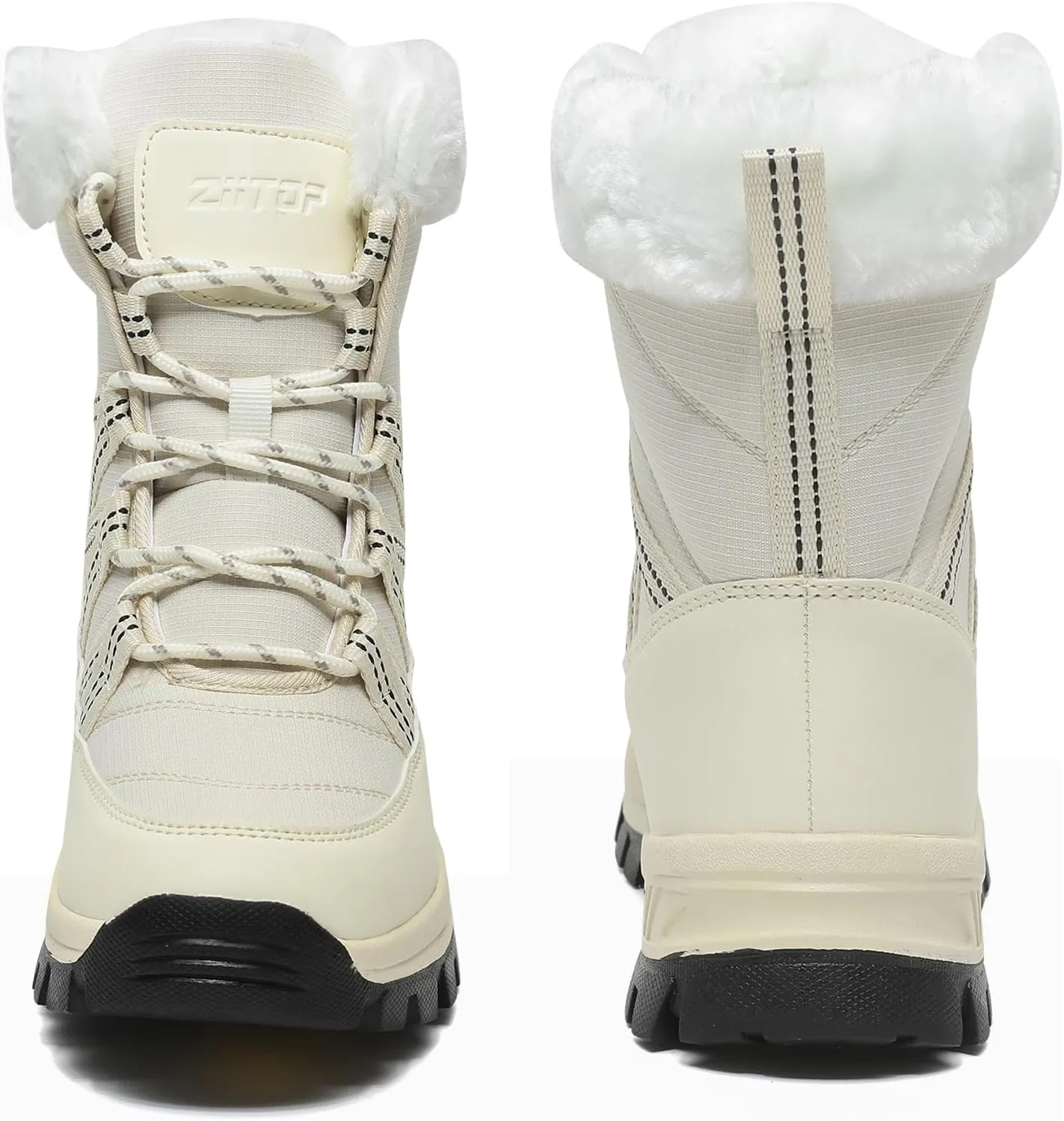 Womens Snow Boots Warm Fur Lined Winter Boots Anti Slip Ankle Boots Mid Calf Snowboots Waterproof and Cold-Resistant Outdoor Walking Shoes for Women Ladies Girls