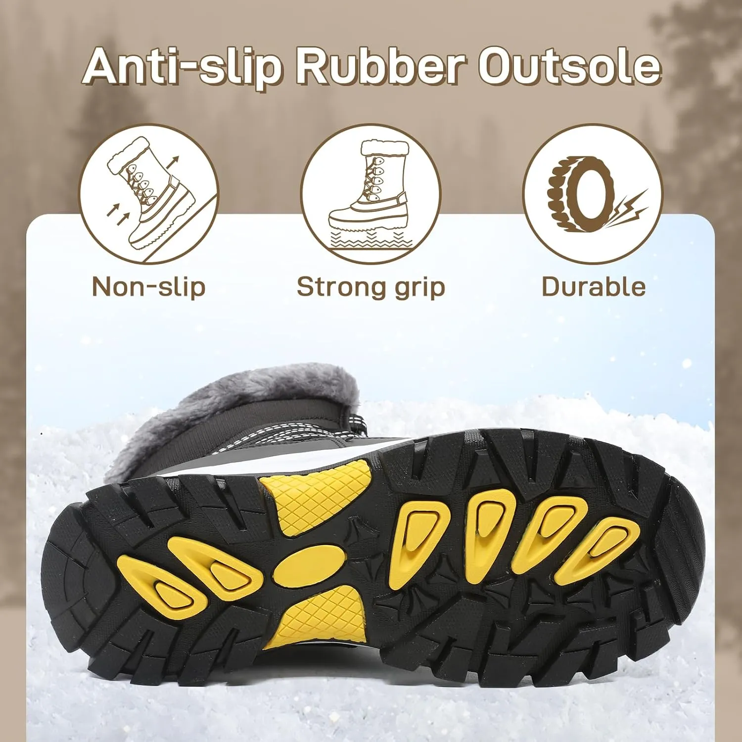 Womens Snow Boots Warm Fur Lined Winter Boots Anti Slip Ankle Boots Mid Calf Snowboots Waterproof and Cold-Resistant Outdoor Walking Shoes for Women Ladies Girls