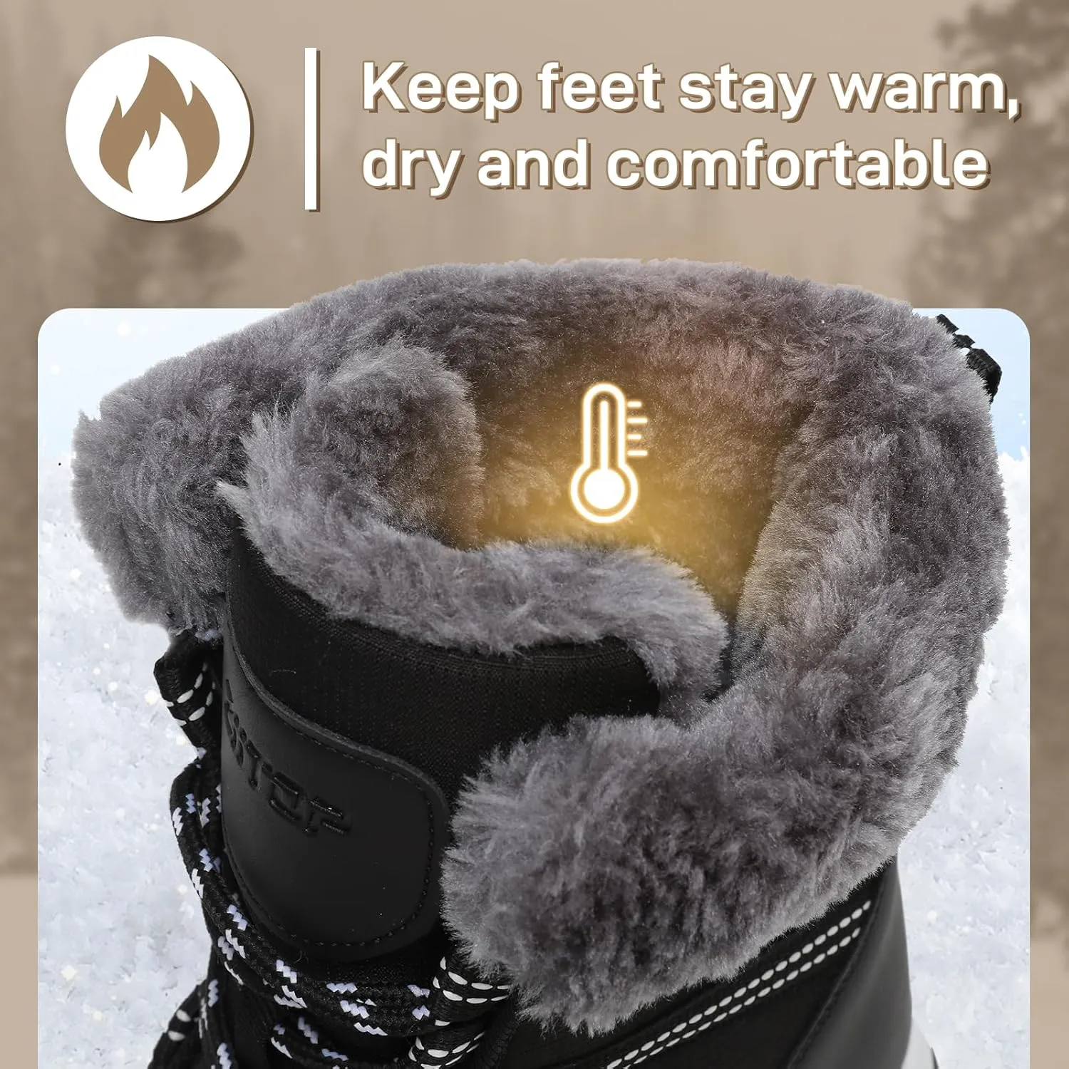 Womens Snow Boots Warm Fur Lined Winter Boots Anti Slip Ankle Boots Mid Calf Snowboots Waterproof and Cold-Resistant Outdoor Walking Shoes for Women Ladies Girls
