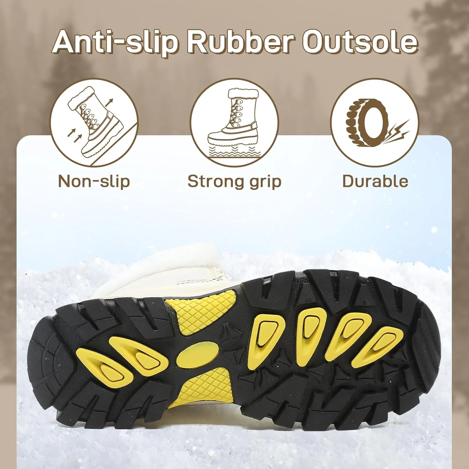 Womens Snow Boots Warm Fur Lined Winter Boots Anti Slip Ankle Boots Mid Calf Snowboots Waterproof and Cold-Resistant Outdoor Walking Shoes for Women Ladies Girls