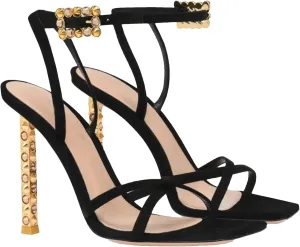 Women's Summer Square Headed Cross Strap Sandals, Diamond High Heel Black Sexy Shoes