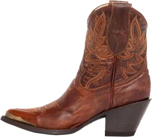 Women's Western Cowboy Ankle Boots Short Cowgirl Boots with Classic Embroidered Slip On Pointed Toe Chunky Country Booties